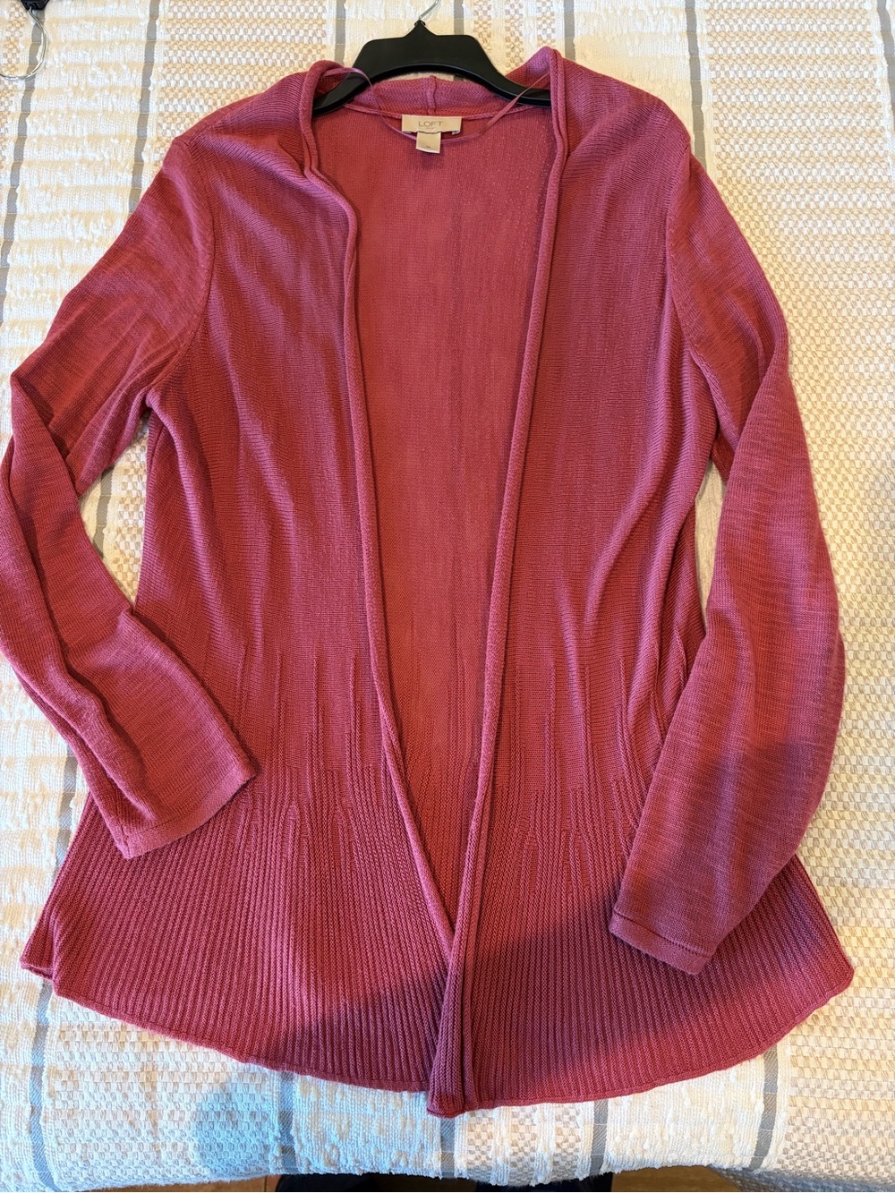 LOFT Open-Front Cardigan in Rose-Magenta